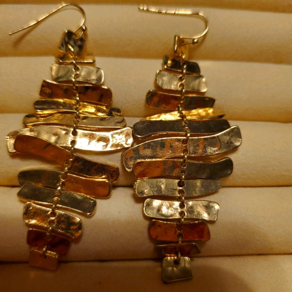 Funky Gold Bar Dangle Earrings